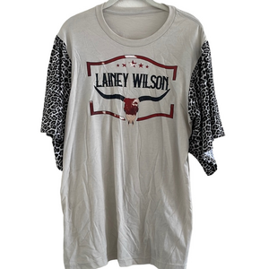 NWOT Laney Wilson Women's Gray Leopard Sleeve Top size L